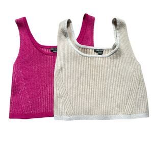 Wild Fable Womens/Teen Comfy Knit Large Crop tops pink and cream